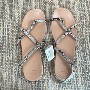 A New Day Snake Skin Velcro Strap Sandals Size 11 NWT